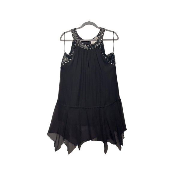 Hannah Jo Silk studded sequin embellished Sleeveless Top L Whimsigoth Grunge - Picture 1 of 13